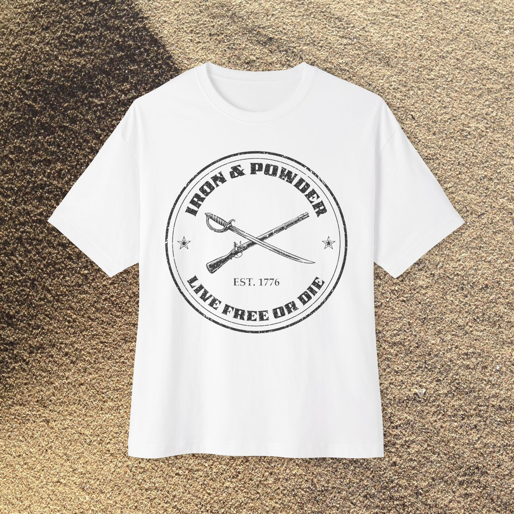 Live Free or Die T‑Shirt — Iron & Powder Vintage Rifle Emblem Tee